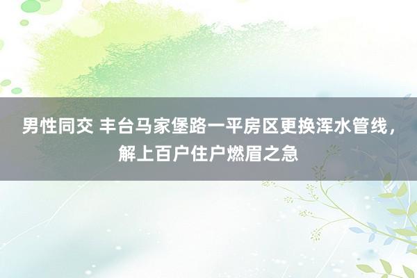 男性同交 丰台马家堡路一平房区更换浑水管线，解上百户住户燃眉之急