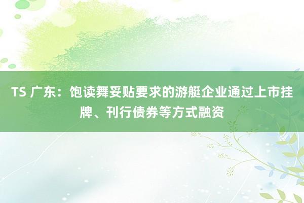TS 广东：饱读舞妥贴要求的游艇企业通过上市挂牌、刊行债券等方式融资