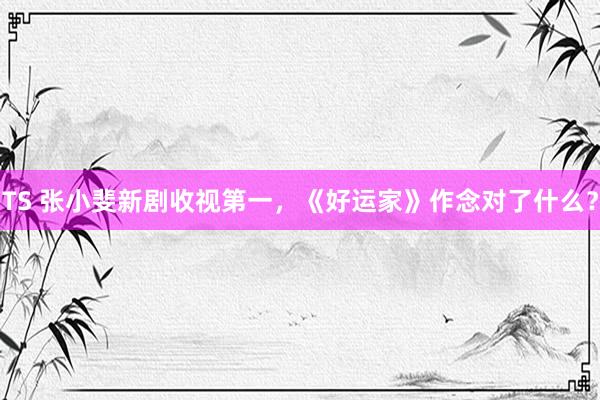 TS 张小斐新剧收视第一，《好运家》作念对了什么？
