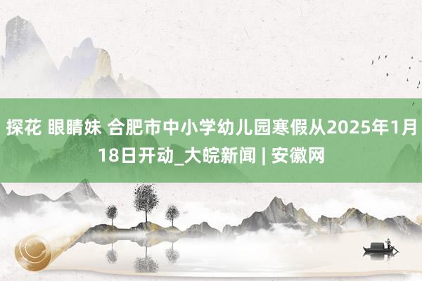 探花 眼睛妹 合肥市中小学幼儿园寒假从2025年1月18日开动_大皖新闻 | 安徽网