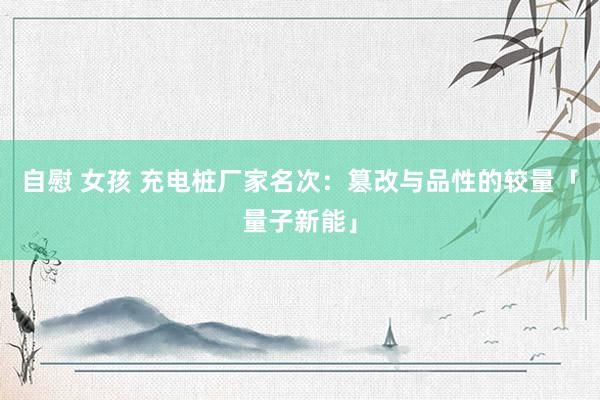 自慰 女孩 充电桩厂家名次：篡改与品性的较量「量子新能」