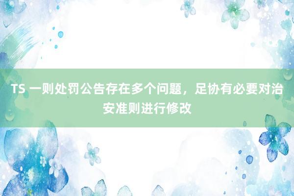 TS 一则处罚公告存在多个问题，足协有必要对治安准则进行修改