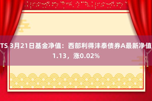 TS 3月21日基金净值：西部利得沣泰债券A最新净值1.13，涨0.02%
