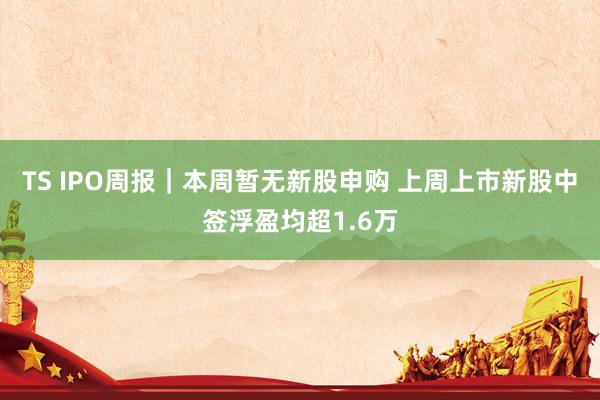 TS IPO周报｜本周暂无新股申购 上周上市新股中签浮盈均超1.6万