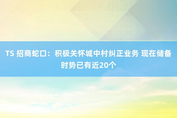 TS 招商蛇口：积极关怀城中村纠正业务 现在储备时势已有近20个